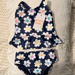 Jumping Beans Navy Floral Peplum Two-Piece Swimsuit